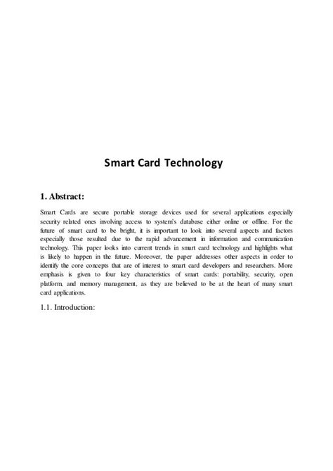 project report on smart card technology|Abstract Smart Card Technology .